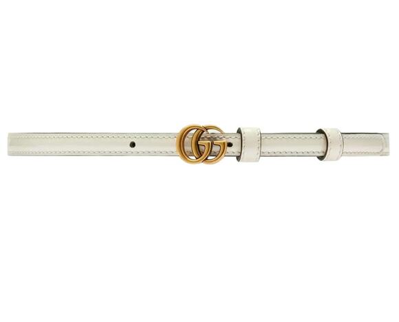NEW GUCCI Cream Thin Patent Leather Marmont Double G Belt 707327 main image 7